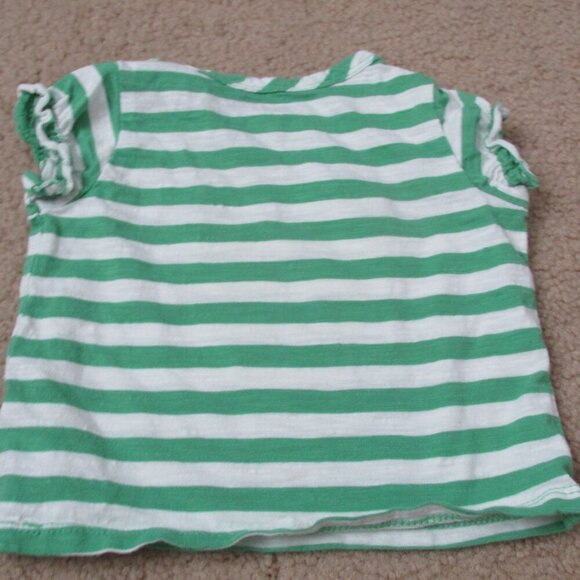 Cherokee Baby Pullover T Shirt Girls Size 9M Green Striped Short‎ Sleeve Heart - Picture 3 of 3